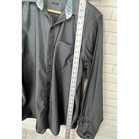 Van Heusen Flex Slim fit blue Diamond dot button down shirt Mens medium 15–15.5 - Picture 5 of 12